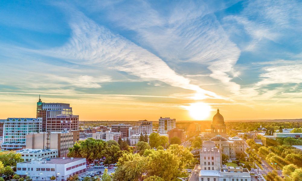 sunset over the city
